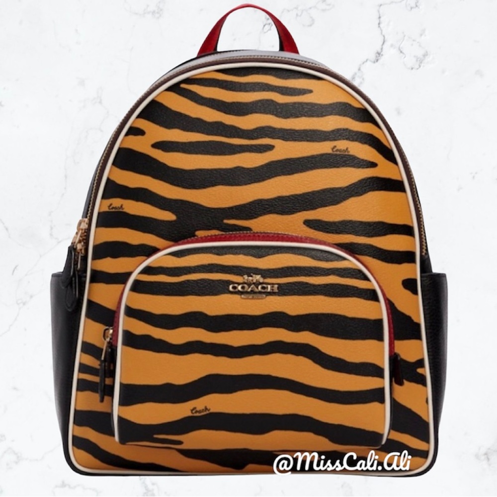 NWT COACH Tiger Court Backpack With Tiger Print Bag